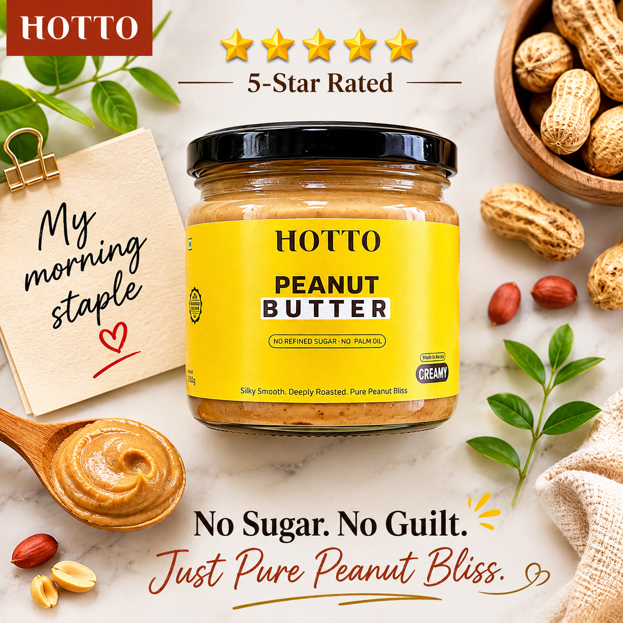 PEANUT BUTTER – DEEPLY ROASTED, PURELY CLEAN (NO REFINED SUGAR)