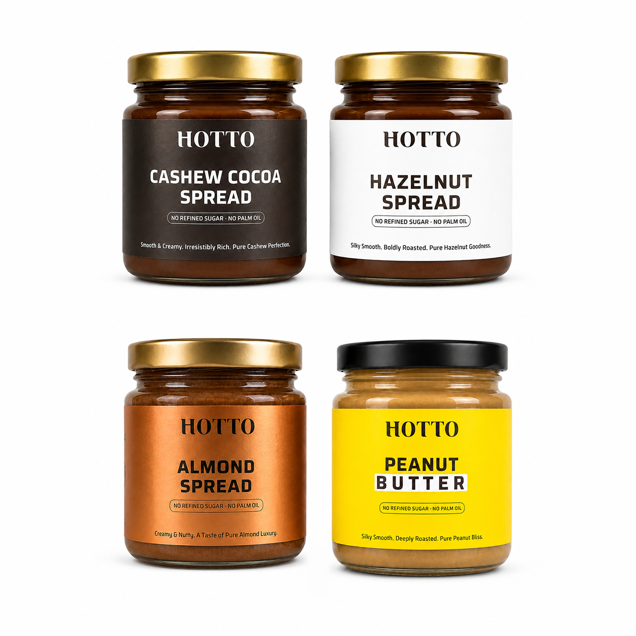 HOTTO Ultimate Nut Spread Combo – 4 Jar Pack